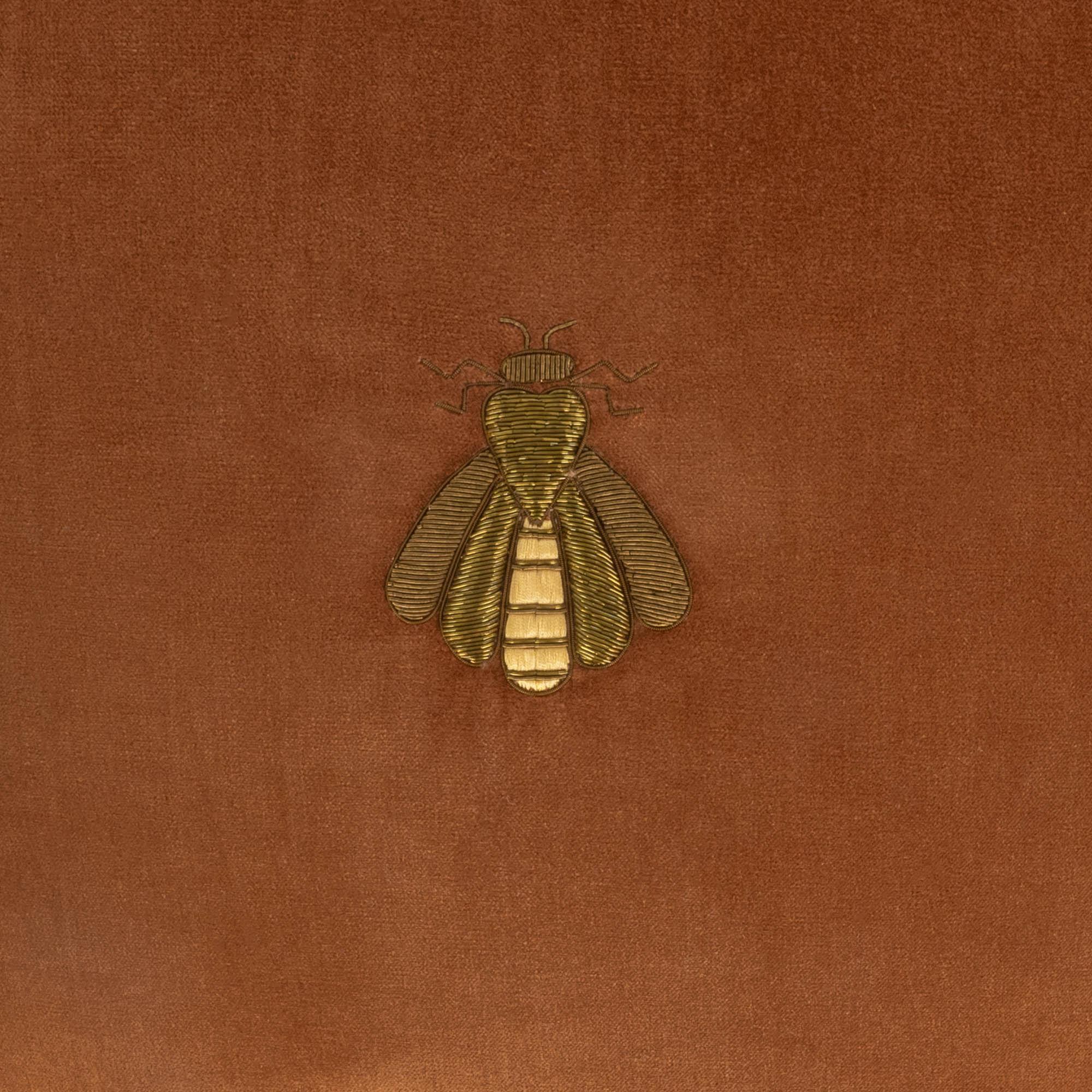 Golden Bee Silk Velvet Throw Pillow Cover X 20, side view - House Of Avana