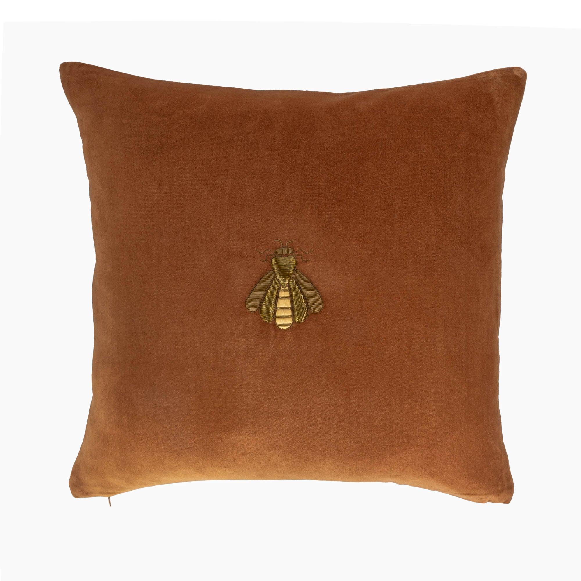 Golden Bee Silk Velvet Throw Pillow Cover X 20, lifestyle image - House Of Avana