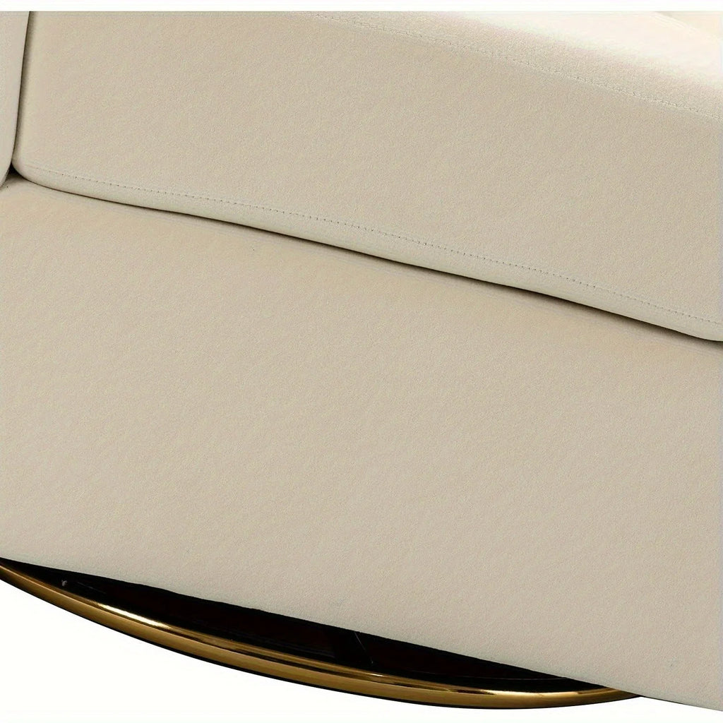 Velvet Swivel Accent Chair with Golden Metal Base, angled view - House Of Avana