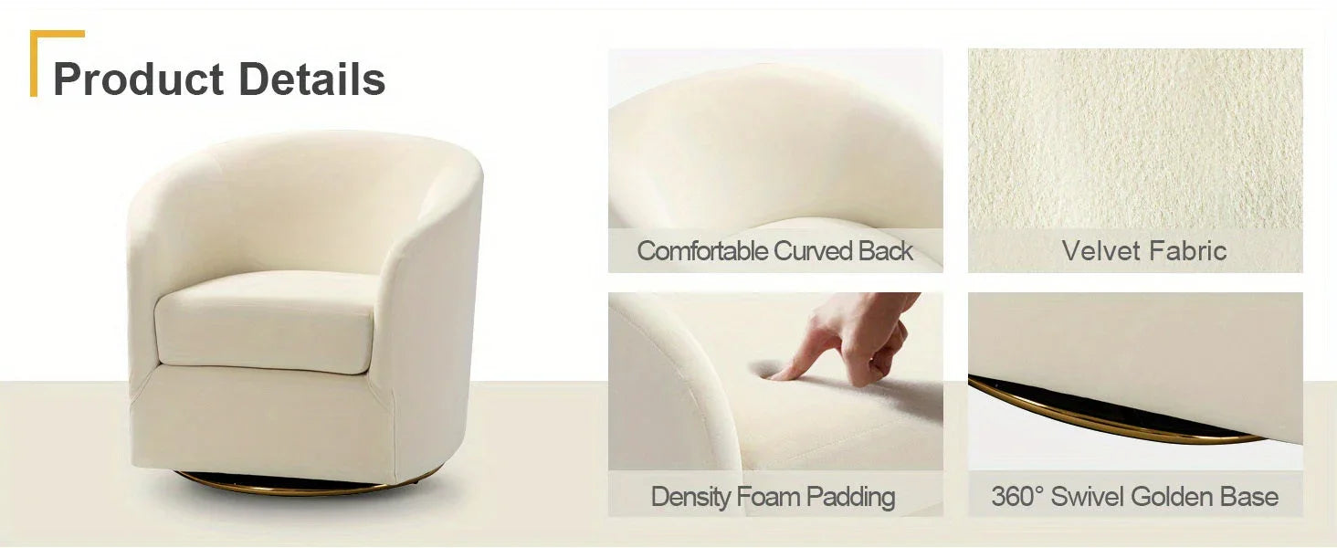 Velvet Swivel Accent Chair with Golden Metal Base, product packaging - House Of Avana
