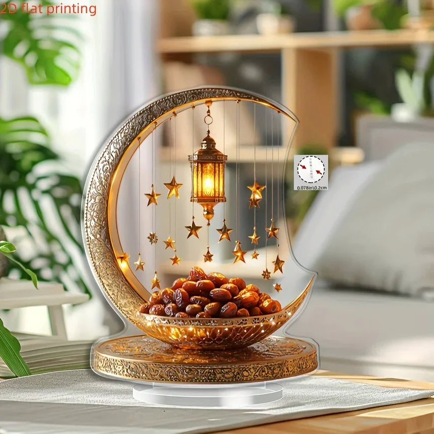 2d Flat - 2d Acrylic Crescent Moon and Star Tabletop Decor – Boho Style, Universal Holiday Collectible... - House Of Avana