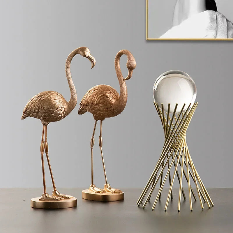 Northeuins Resin Golden Flamingo Figurines for Interior Luxury Animal Ornament Home Office Desktop Decor... - House Of Avana