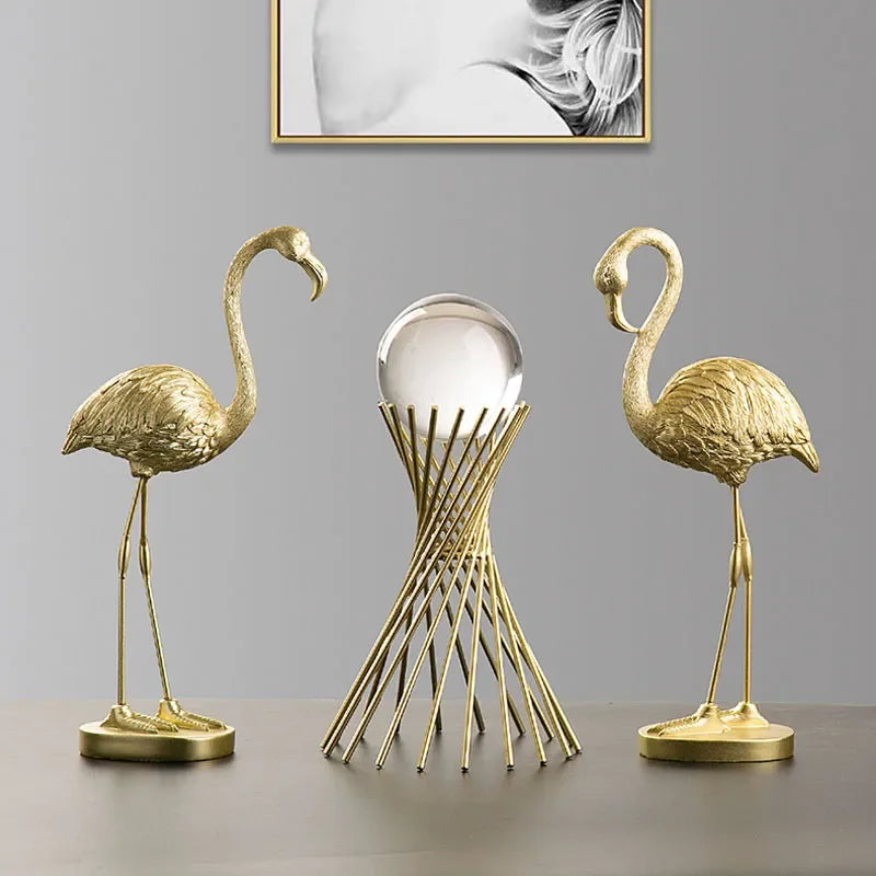 Northeuins Resin Golden Flamingo Figurines for Interior Luxury Animal Ornament Home Office Desktop Decor... - House Of Avana