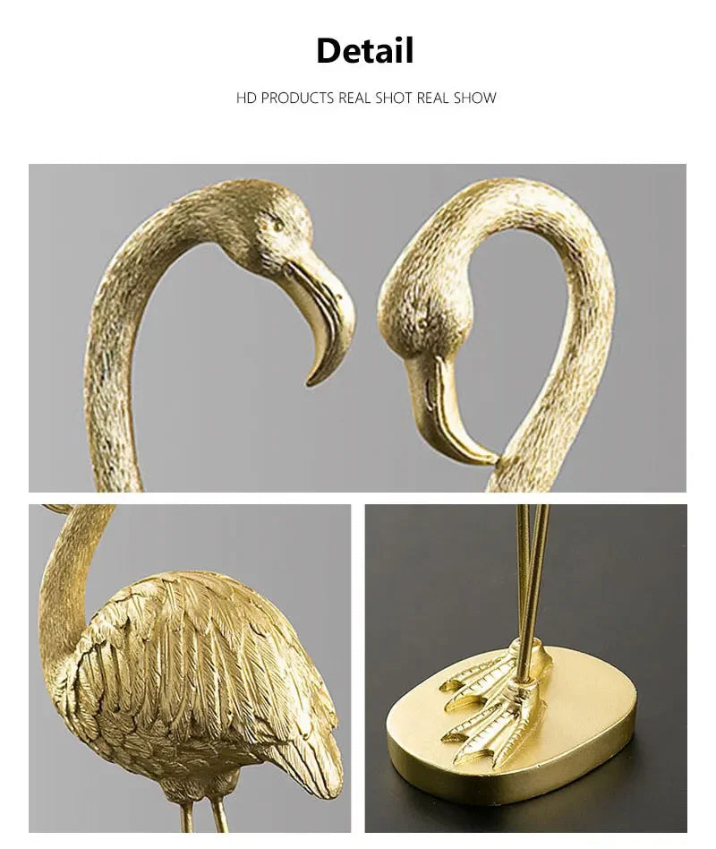 Northeuins Resin Golden Flamingo Figurines for Interior Luxury Animal Ornament Home Office Desktop Decor... - House Of Avana