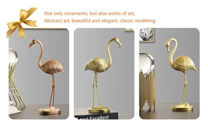 Northeuins Resin Golden Flamingo Figurines for Interior Luxury Animal Ornament Home Office Desktop Decor... - House Of Avana