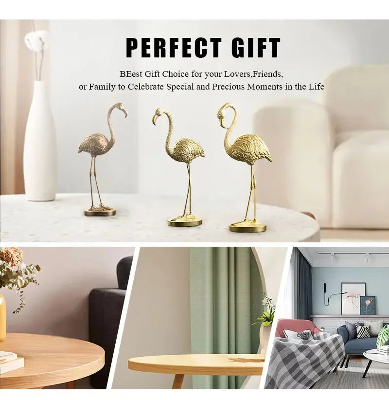 Northeuins Resin Golden Flamingo Figurines for Interior Luxury Animal Ornament Home Office Desktop Decor... - House Of Avana