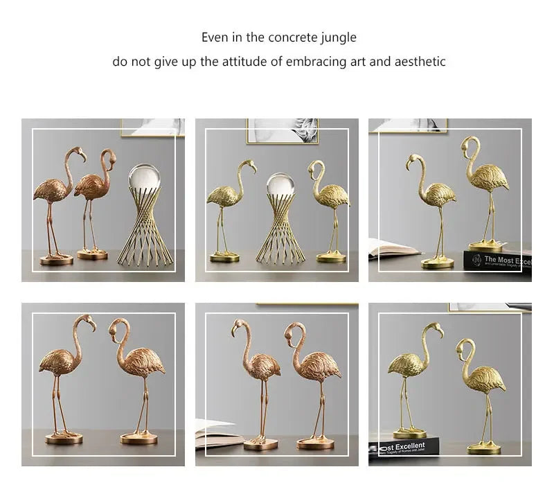 Northeuins Resin Golden Flamingo Figurines for Interior Luxury Animal Ornament Home Office Desktop Decor... - House Of Avana