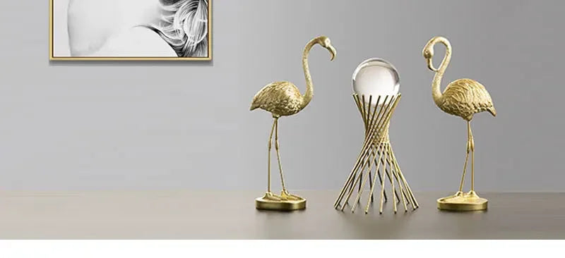 Northeuins Resin Golden Flamingo Figurines for Interior Luxury Animal Ornament Home Office Desktop Decor... - House Of Avana