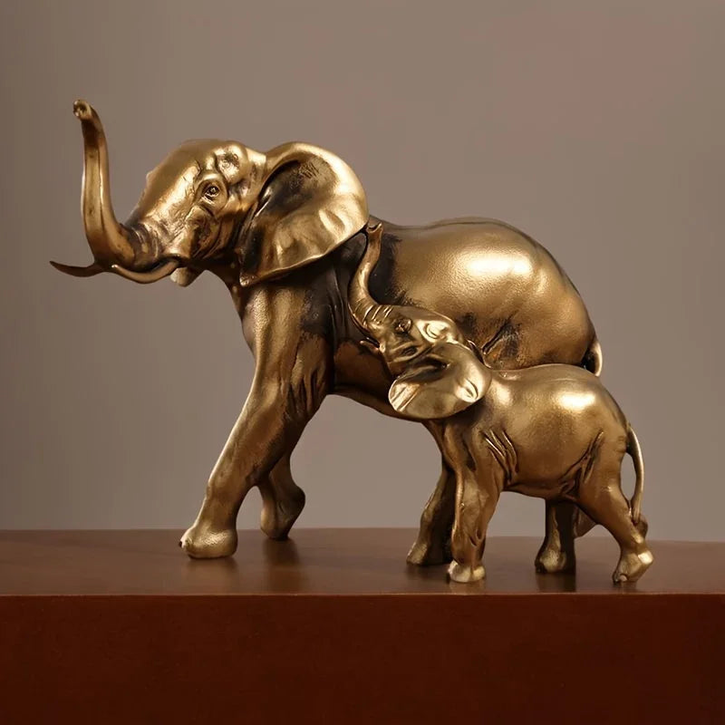 Elegant Golden Elephant Statue-abs- for Desktop Wealth & Prosperity Home Decor - House Of Avana