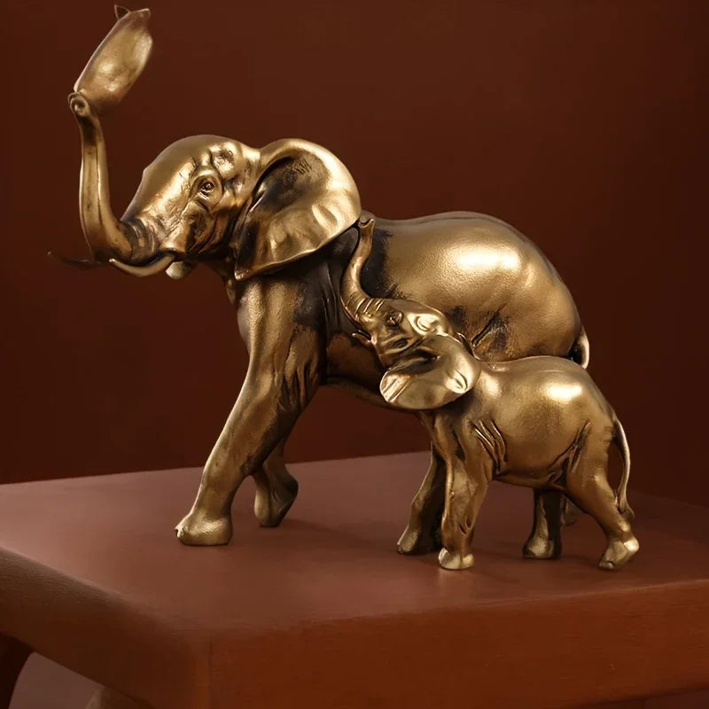 Elegant Golden Elephant Statue-abs- for Desktop Wealth & Prosperity Home Decor - House Of Avana