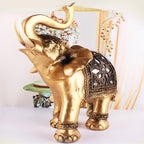 Golden Resin Elephant Statue Feng Shui Elegant Elephant Trunk Sculpture Lucky Wealth Figurine Crafts... - House Of Avana