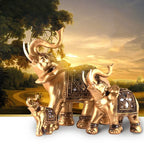 Golden Resin Elephant Statue Feng Shui Elegant Elephant Trunk Sculpture Lucky Wealth Figurine Crafts... - House Of Avana