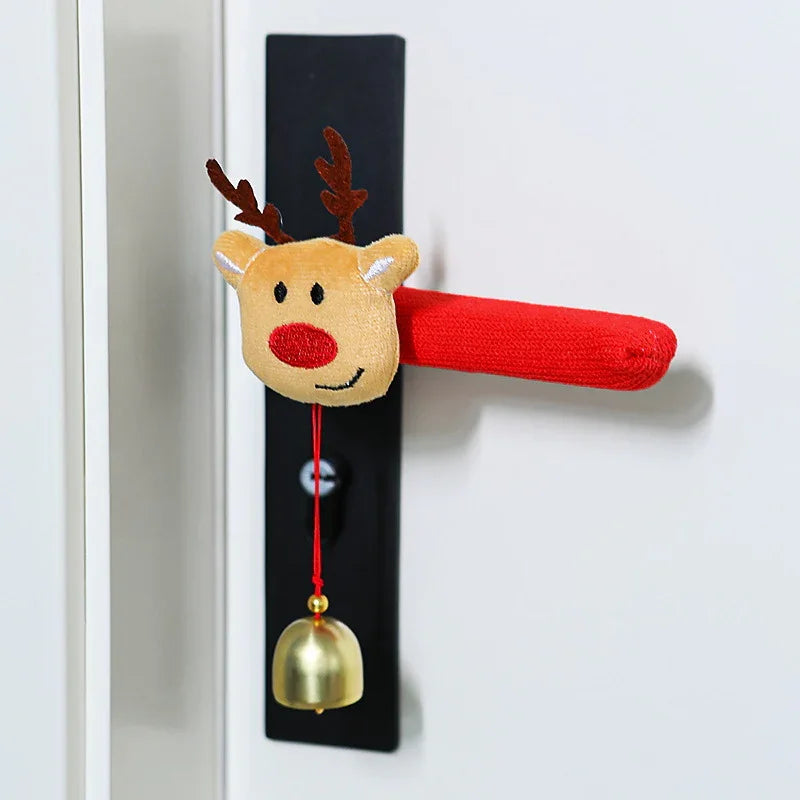 Fabric Elf Door Knocker with Golden Bell & Hook, Red/green Christmas Door Hanger - House Of Avana