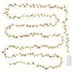 3m/30LED Golden Leaf Garland Fairy Lights, Warm White String Lighting, Battery Operated (2x Not Included), Elegant Decoration for Home, Christmas, Thanksgiving, Table, Weddings, Artificial Plant Decor - No Feathers, No Batter House Of Avana