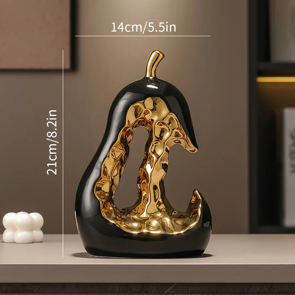 Golden Ceramic Pear Figurine - House Of Avana