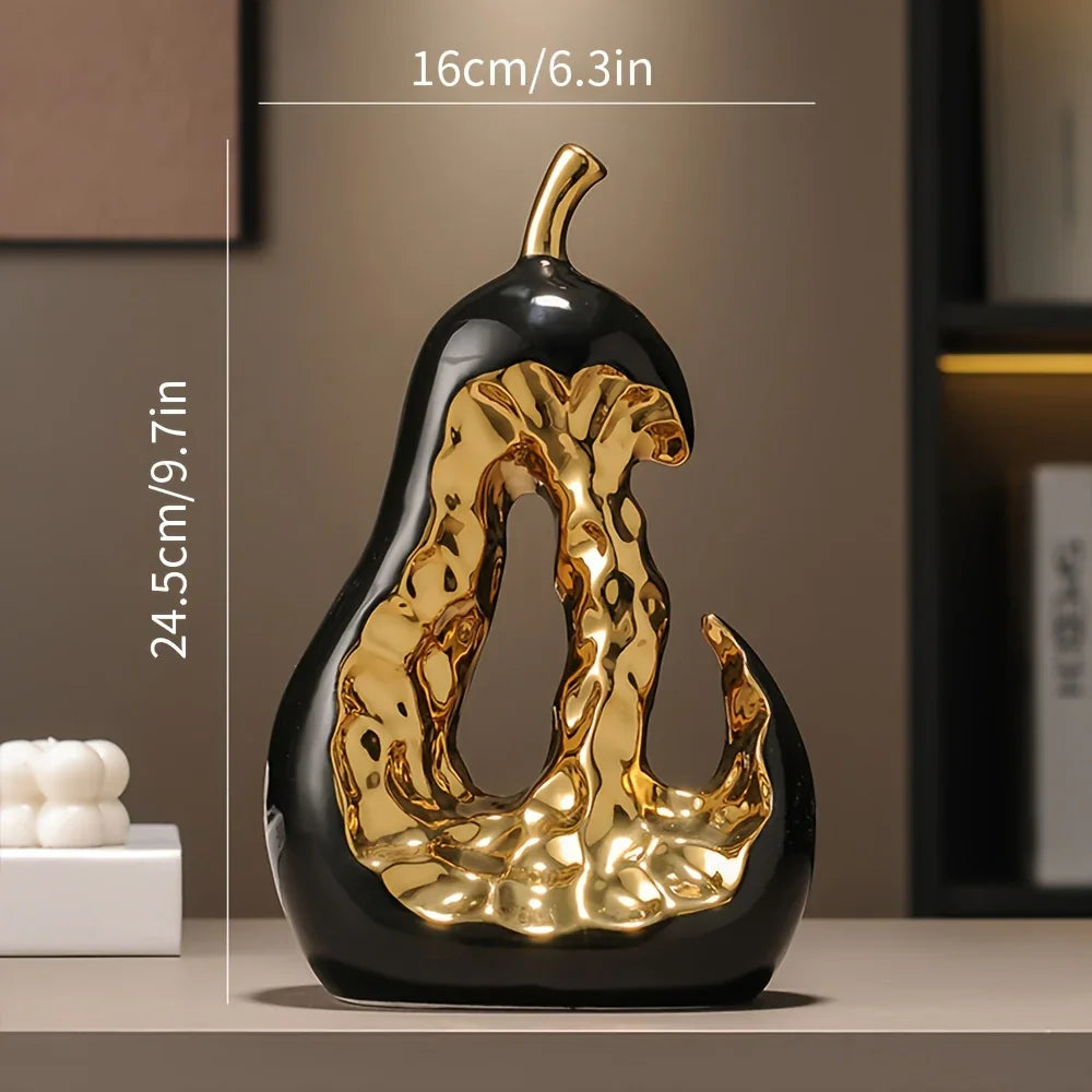 Golden Ceramic Pear Figurine - House Of Avana