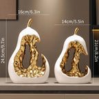 Golden Ceramic Pear Figurine - House Of Avana
