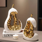 Golden Ceramic Pear Figurine - House Of Avana