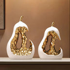 Golden Ceramic Pear Figurine - House Of Avana