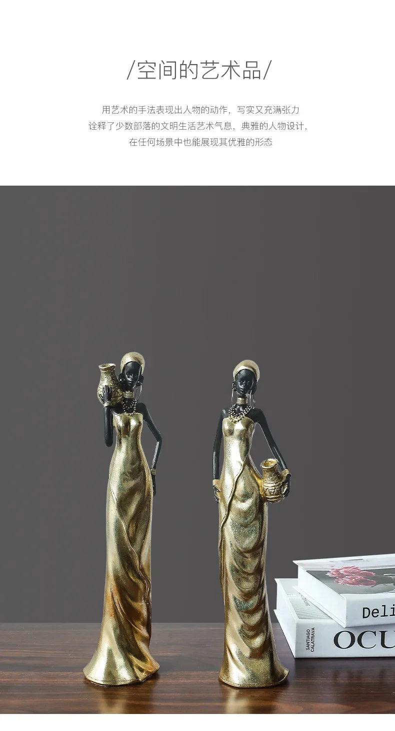 African Figurine - Golden Sculpture Storage, alternate view - House Of Avana