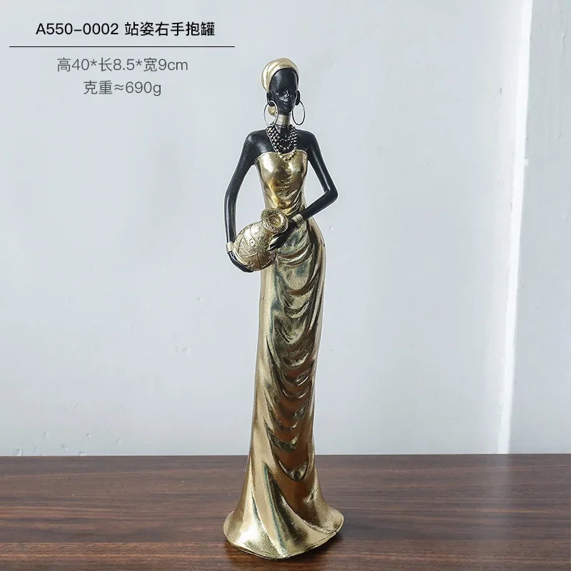 African Figurine - Golden Sculpture Storage, alternate view - House Of Avana