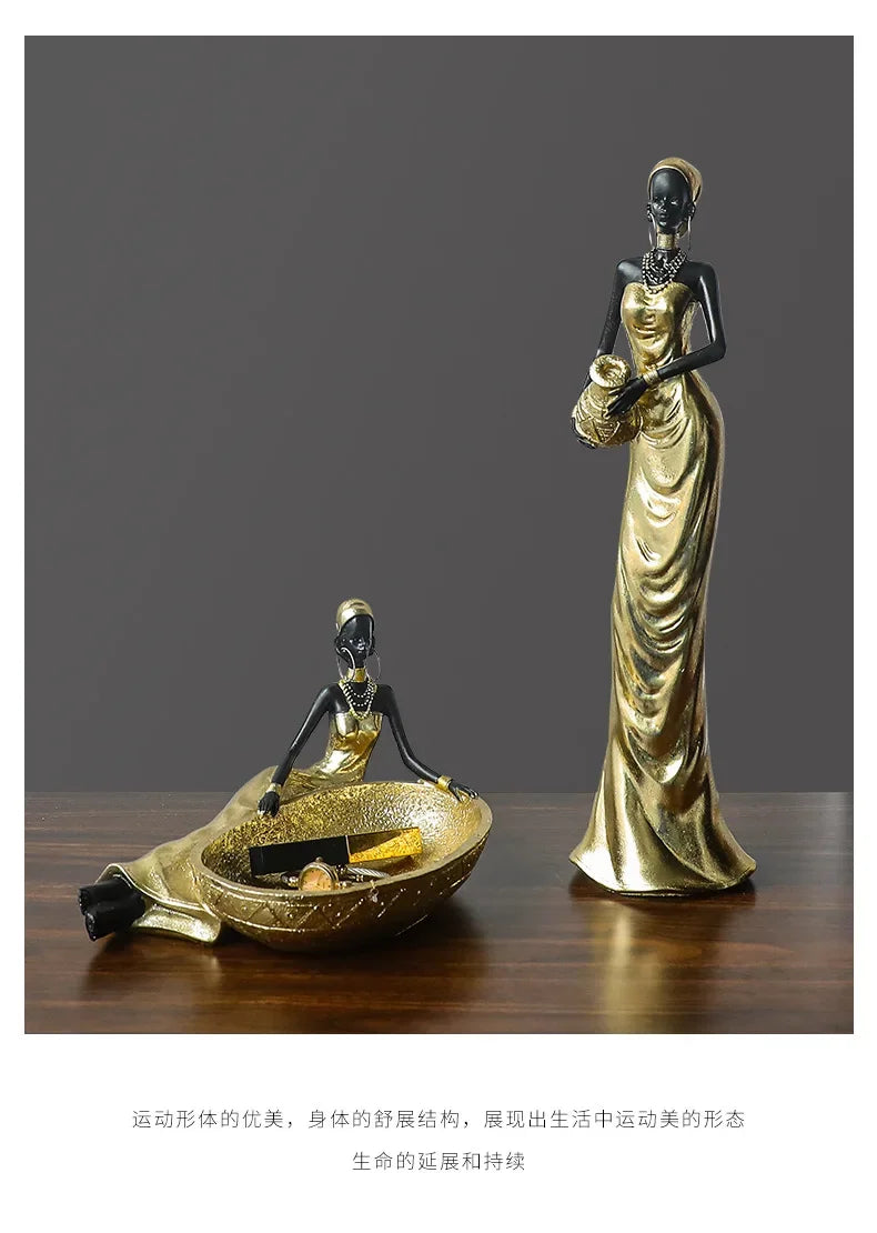 African Figurine - Golden Sculpture Storage, alternate view - House Of Avana