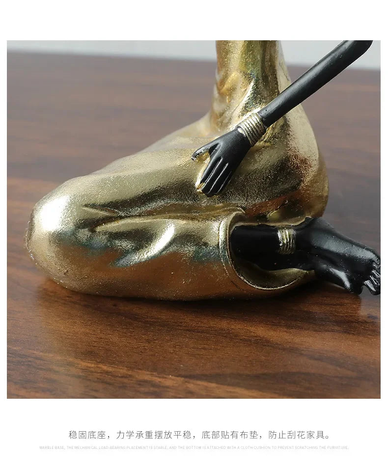 African Figurine - Golden Sculpture Storage, alternate view - House Of Avana