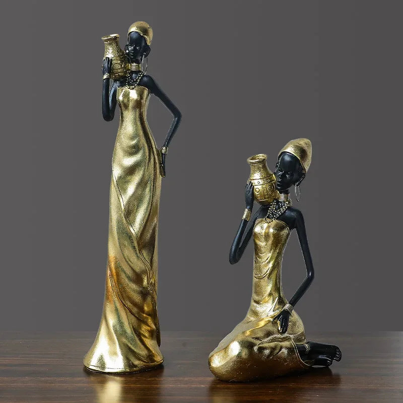 African Figurine - Golden Sculpture Storage, detail shot - House Of Avana