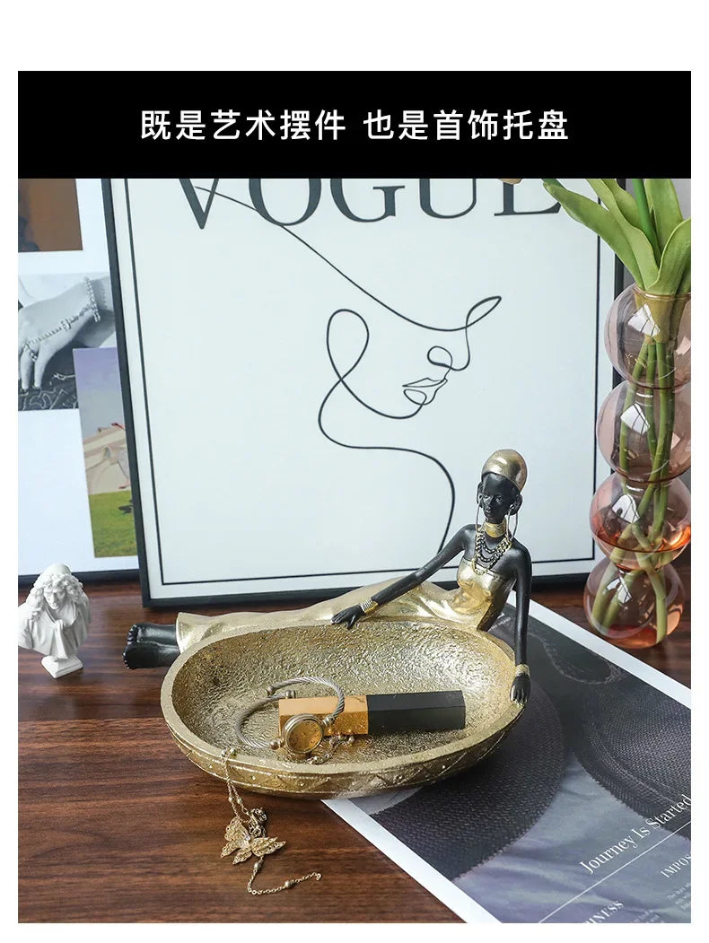 African Figurine - Golden Sculpture Storage, product packaging - House Of Avana