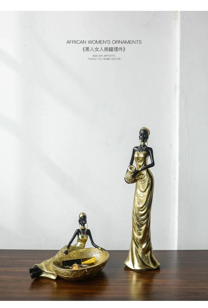 African Figurine - Golden Sculpture Storage, texture detail - House Of Avana