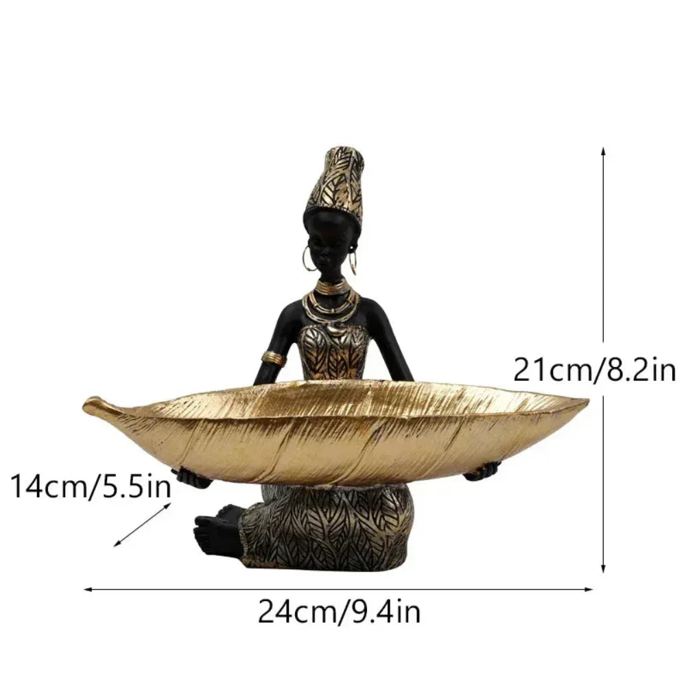 Figurine - Golden African Tray, lifestyle image - House Of Avana