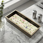 Elegant Glass Serving Tray - Clear Glass with Golden Frame & Pastel Pink/green Floral Design -... - House Of Avana