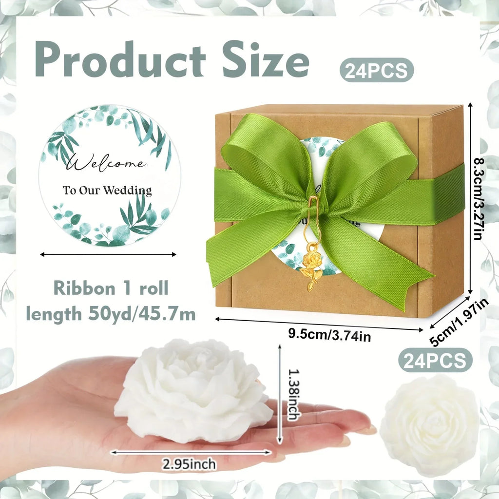 Christmas S Peony Flower Candle Set, Peony Flower Scented Candle Set with Golden Leaf Charm, Card,... - House Of Avana