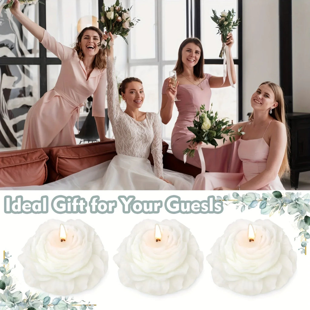 Christmas S Peony Flower Candle Set, Peony Flower Scented Candle Set with Golden Leaf Charm, Card,... - House Of Avana