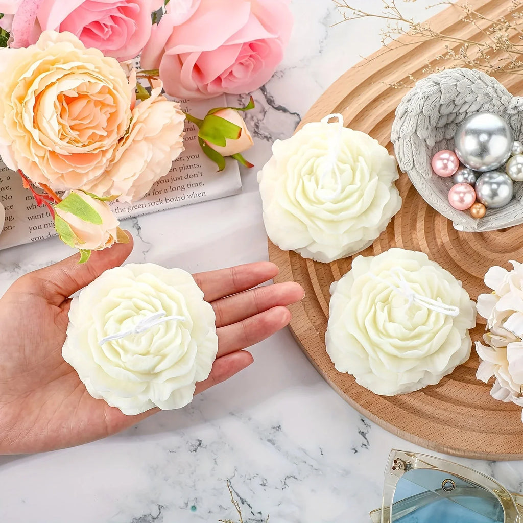 Christmas S Peony Flower Candle Set, Peony Flower Scented Candle Set with Golden Leaf Charm, Card,... - House Of Avana