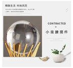 Golden Desk Statue - Geometric Crystal Ball, angled view - House Of Avana
