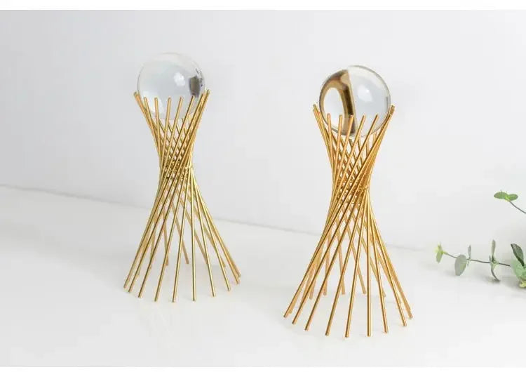 Golden Desk Statue - Geometric Crystal Ball, product packaging - House Of Avana