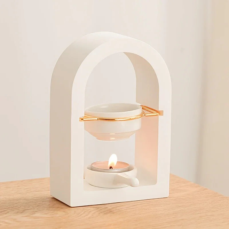 1 Set Golden Burner Essential Oil Lamp Candle Holder for Home Use - House Of Avana