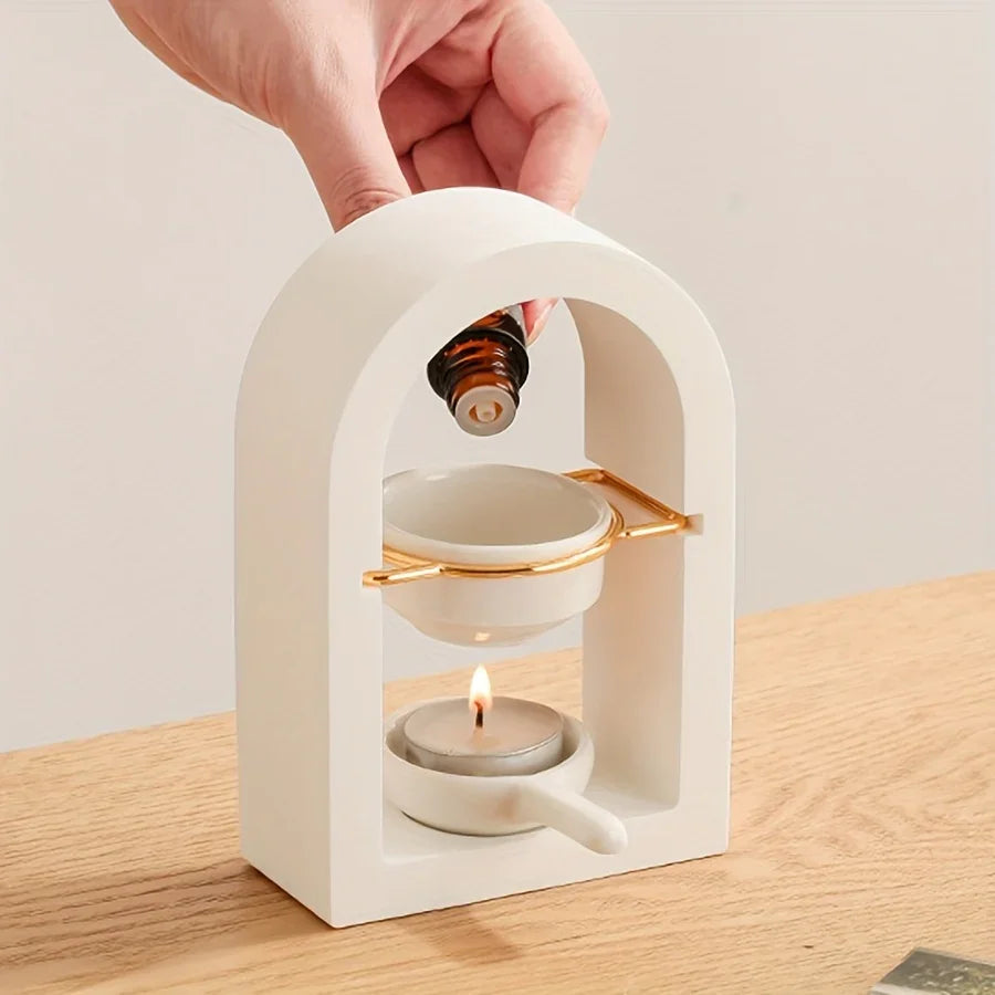 1 Set Golden Burner Essential Oil Lamp Candle Holder for Home Use - House Of Avana