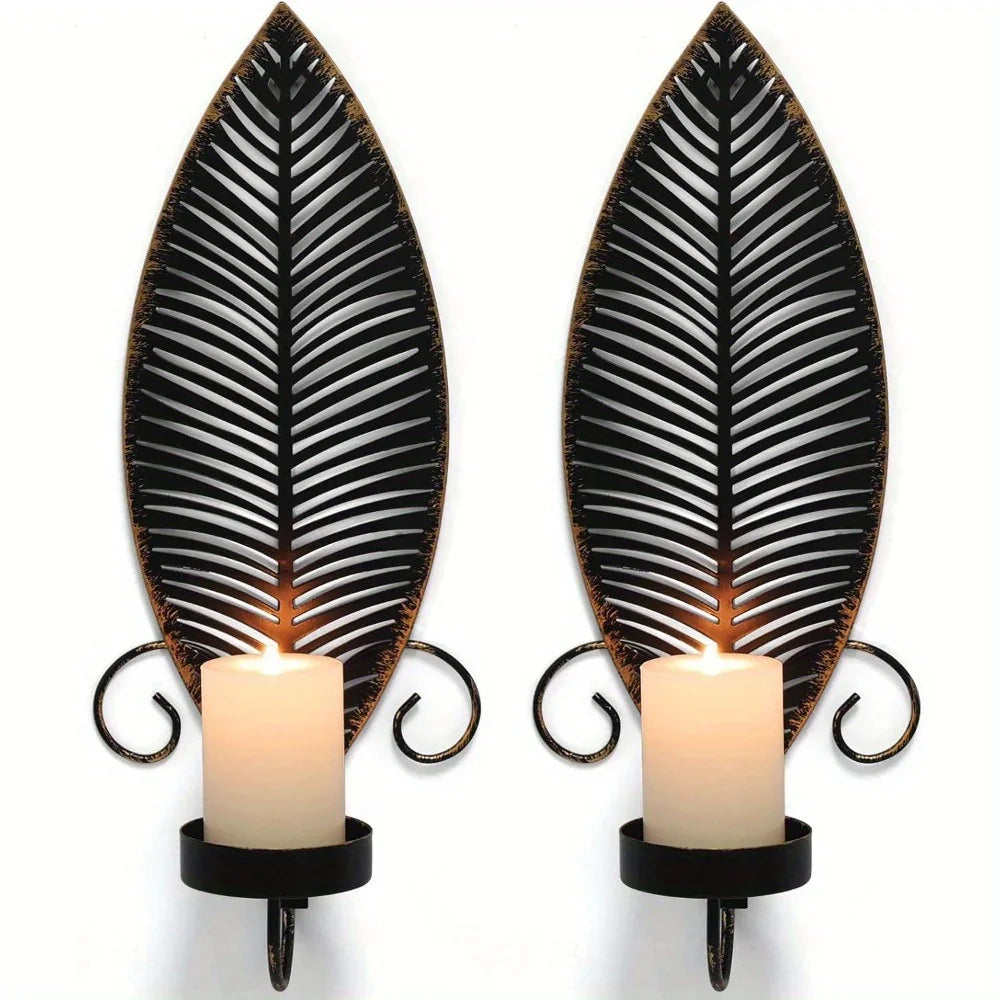 Metal Wall Sconces Golden Leaf Design – House Of Avana, image size:1000x1000