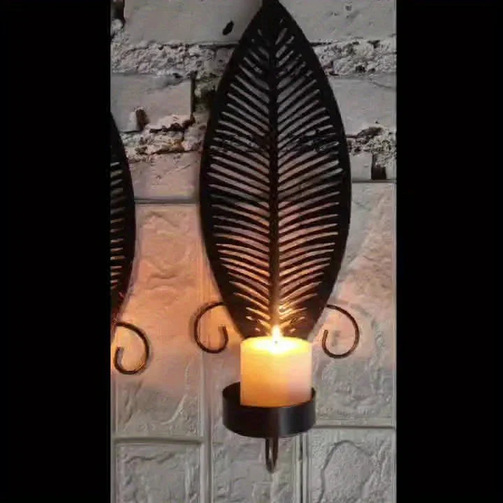 [rustic Leaf Wall Sconces] S Rustic Farmhouse Metal Leaf Wall Sconces Candle Holders - Golden Leaf... - House Of Avana