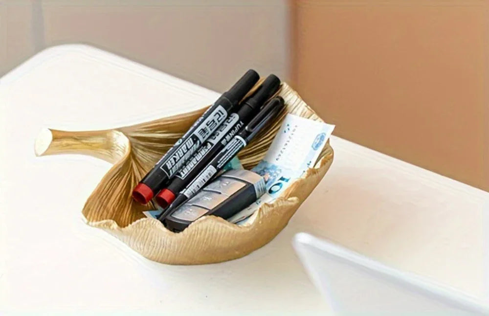 Golden Metal Leaf Wall Decor with Intricate Design, angled view - House Of Avana