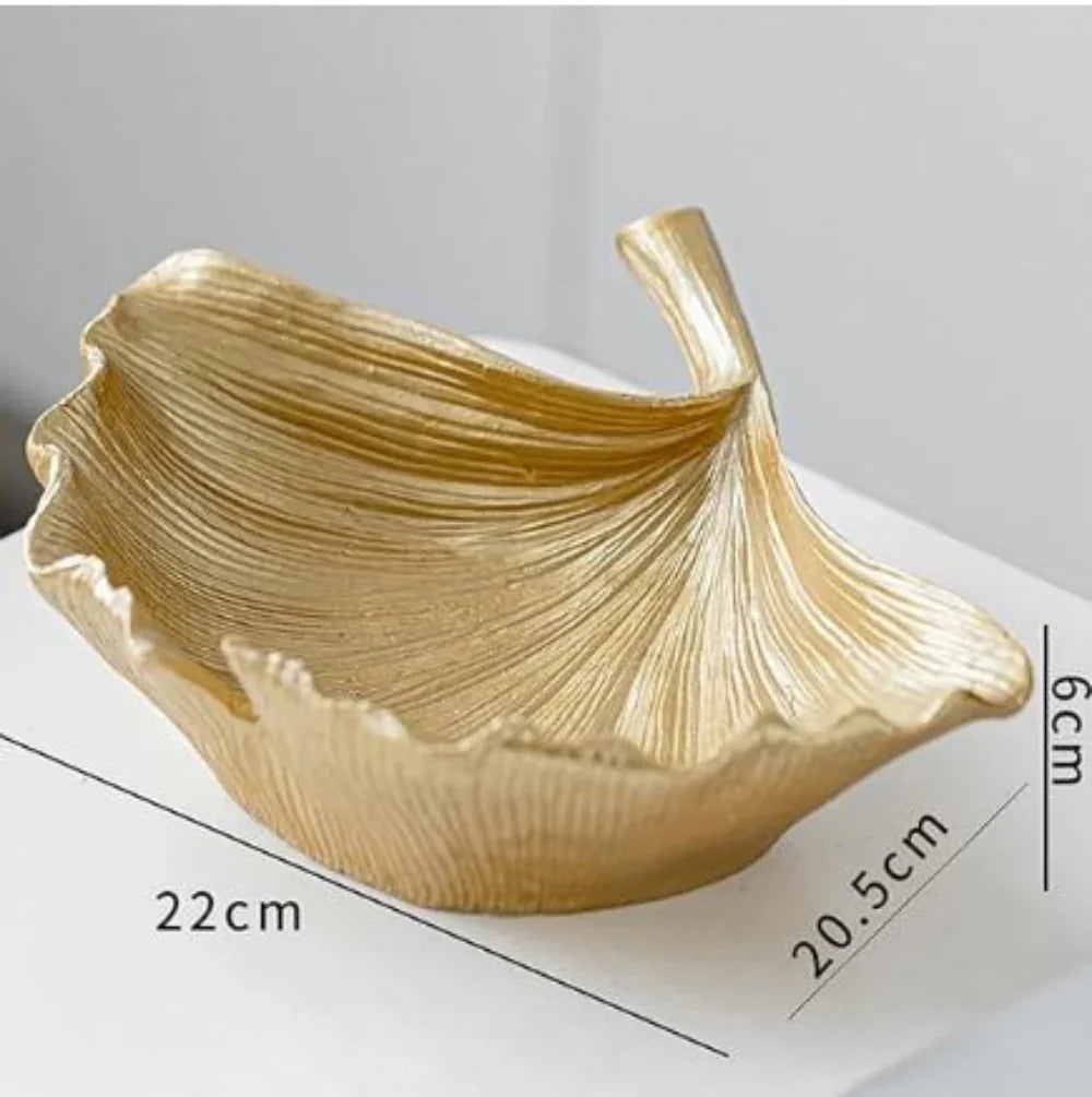 Golden leaf decorative accent, metallic gold finish, ornate details - House of Avana