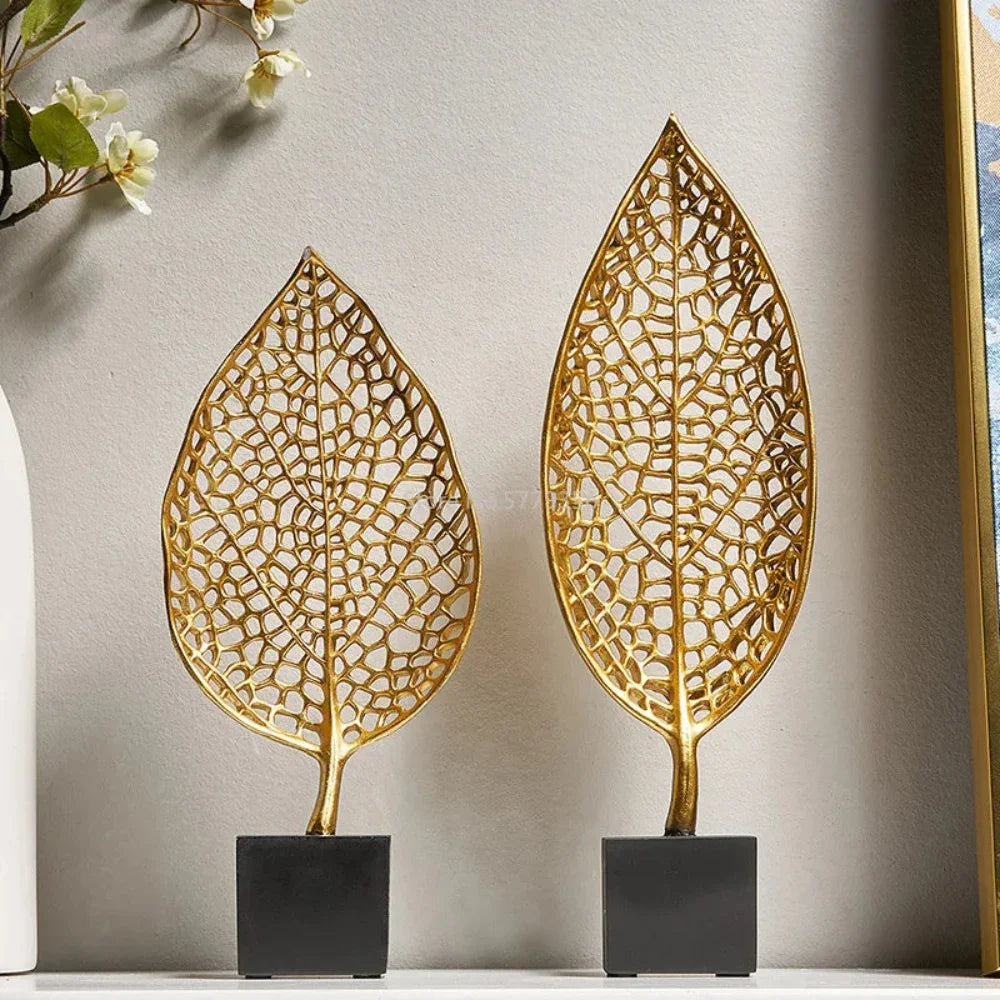 Golden Leaf Tabletop Sculpture - House Of Avana