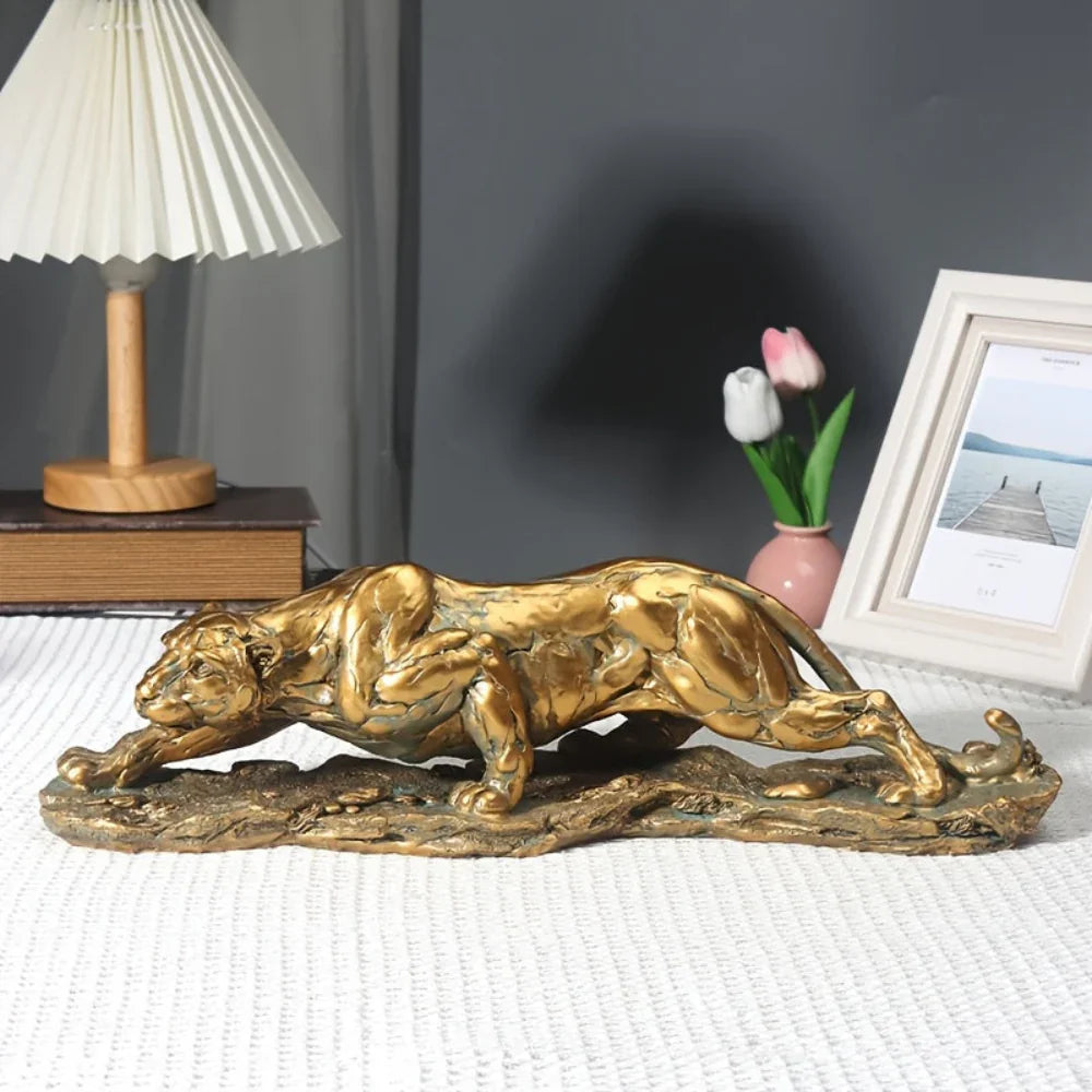 Golden Leopard Statue - House Of Avana