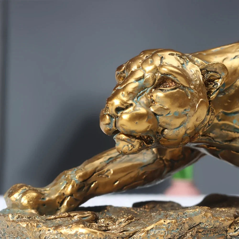 Golden Leopard Statue - House Of Avana