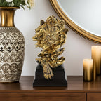 Golden lion figurine, metallic gold finish, majestic king pose - House of Avana