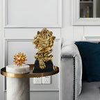 Golden lion figurine, metallic gold finish, majestic roaring pose - House of Avana