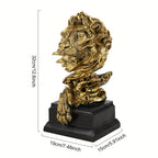 Golden lion figurine, metallic gold finish, majestic roaring pose - House of Avana
