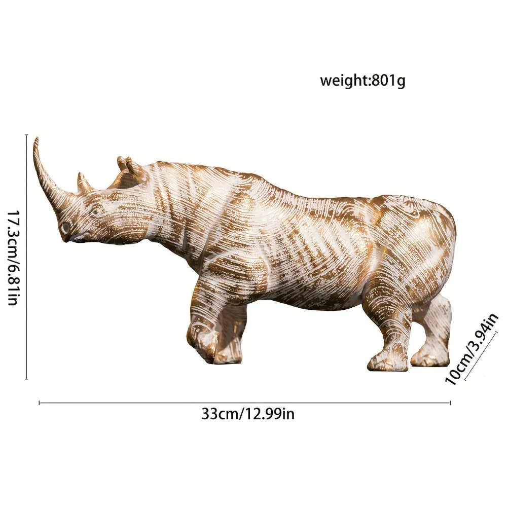 Golden Metallic Rhino Statue -House of Avana